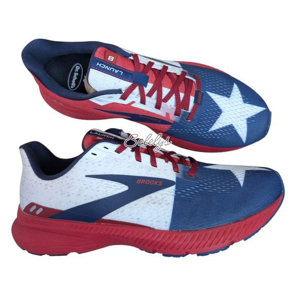 Brooks Shoes - Brooks Launch 8 Texas Star Flag Red White and Blue Running Sneaker Womens 10